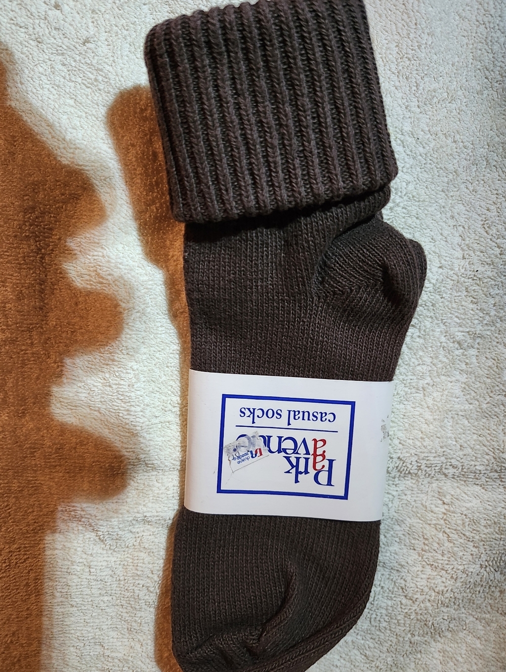 NEW Dark Brown Casual Knit Socks, Women's 9-11 Cotton & Nylon